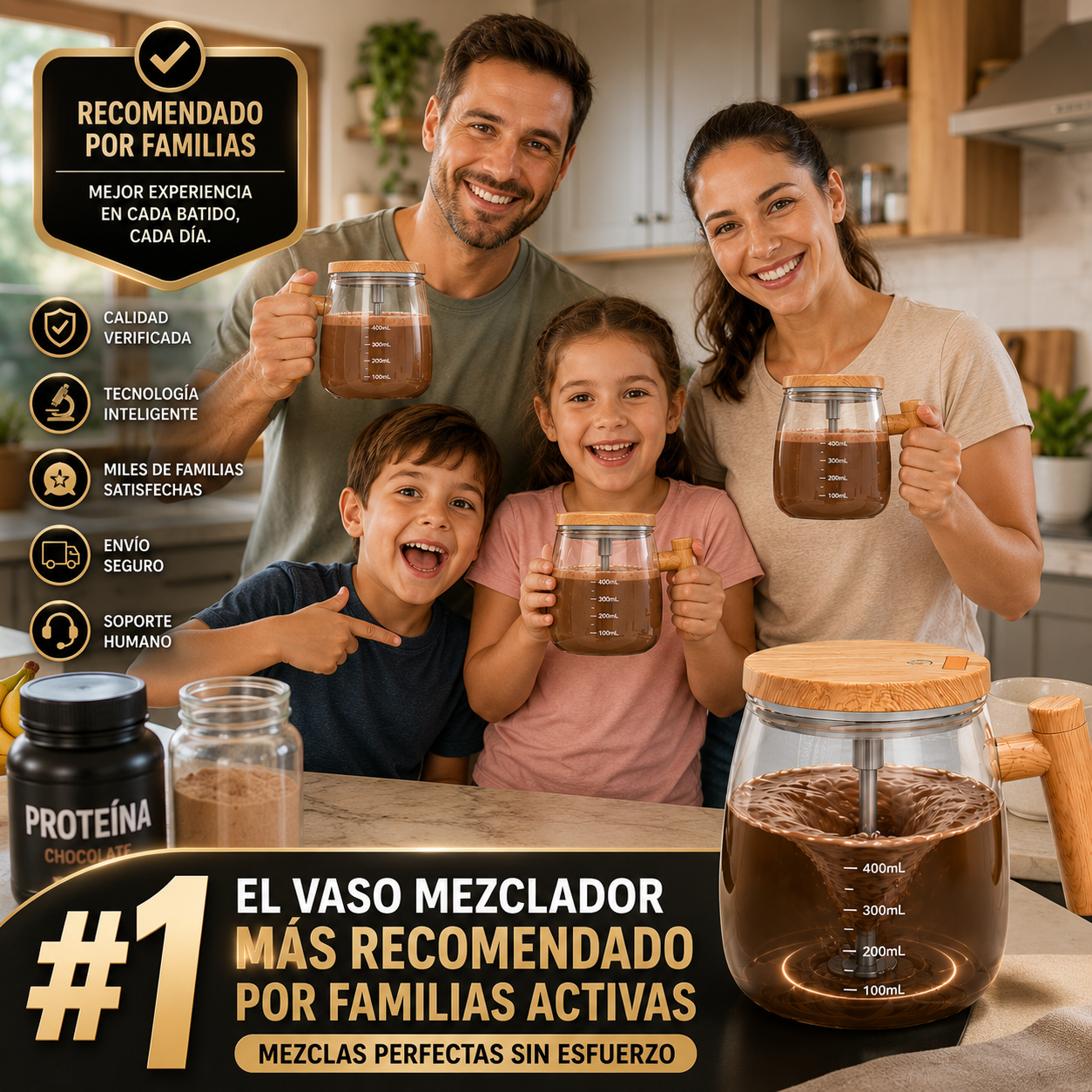Taza Mug Batidora Eléctrica De Vidrio / Mezcla Perfecta™